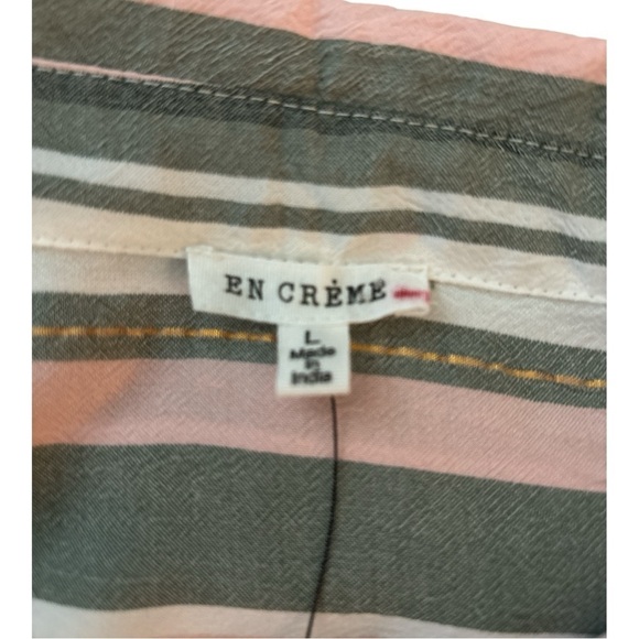 EN CRÈME dress size Large. Viscose fabric, muted green, pink and white stripe. - Picture 3 of 6